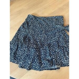 Ruffle Mini Skirt Tie Waist‎ Navy Blue White Polka Dot Casual Cute Spring Summer